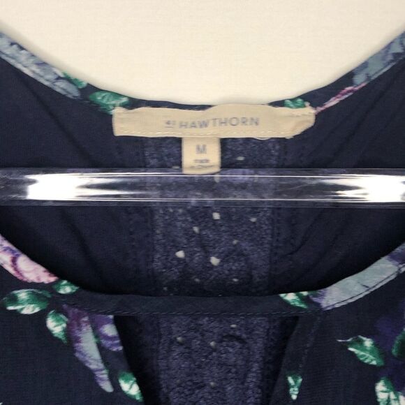 41 Hawthorn Blue Floral Key Hole Tank Top - Picture 3 of 5